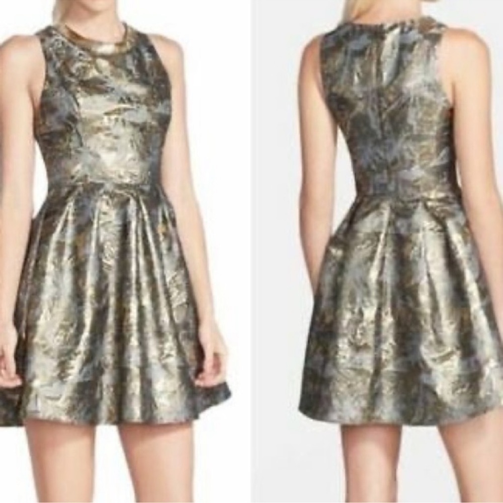 ASTR Metallic Fit & Flare Dress